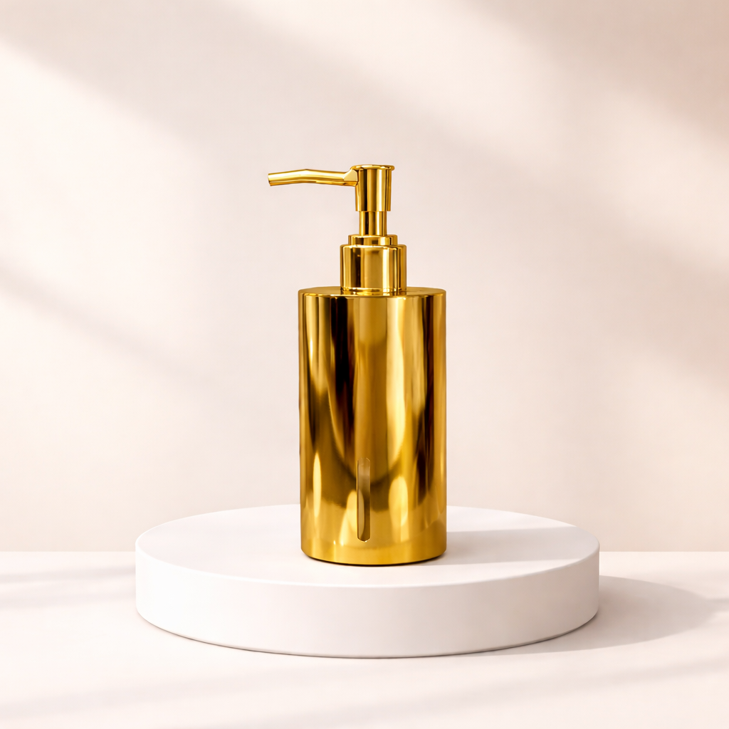 Premium Gold Finish Wall Mount Soap Dispenser – Stainless Steel, Anti-Rust, Easy Refill – Bathroom/Hotel/Office/School Use