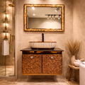 Premium Rose Gold Finish with Mosaic Pattern Wall Mounted Stainless Steel Vanity SS304 (24x18.5 inch) "Complete Set"