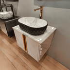 White Satvario Finish Wall Mounted with Gold detailing, now in Stainless Steel Material SS304 (24x18.5 inch) "Complete Set"