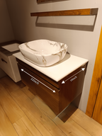Teak Wood Finish Wall Mounted Stainless Steel Vanity SS304 (32x18.5 inch) "Complete Set"