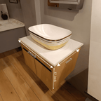Premium Teak Wood Finish Wall Mounted Stainless Steel Vanity SS304 (24x18.5 inch) "Complete Set"
