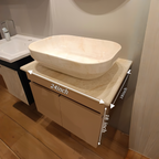 Premium Beige Finish Wall Mounted Stainless Steel Vanity SS304 (24x18.5 inch) "Complete Set"