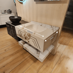White with Beige Finish Wall Mounted Imported Sintered Stone Material Vanity with AUTO Sensor operated LED LIGHT (32x19 inch) "Complete Set"