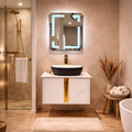White Satvario Finish Wall Mounted with Gold detailing, now in Stainless Steel Material SS304 (24x18.5 inch) "Complete Set"
