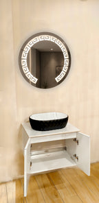 Premium Teeth White Finish Wall Mounted Stainless Steel Vanity SS304 with black detailing (24x18.5 inch) "Complete Set"