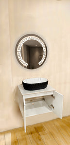 Premium Teeth White Finish Wall Mounted Stainless Steel Vanity SS304 with black detailing (24x18.5 inch) "Complete Set"
