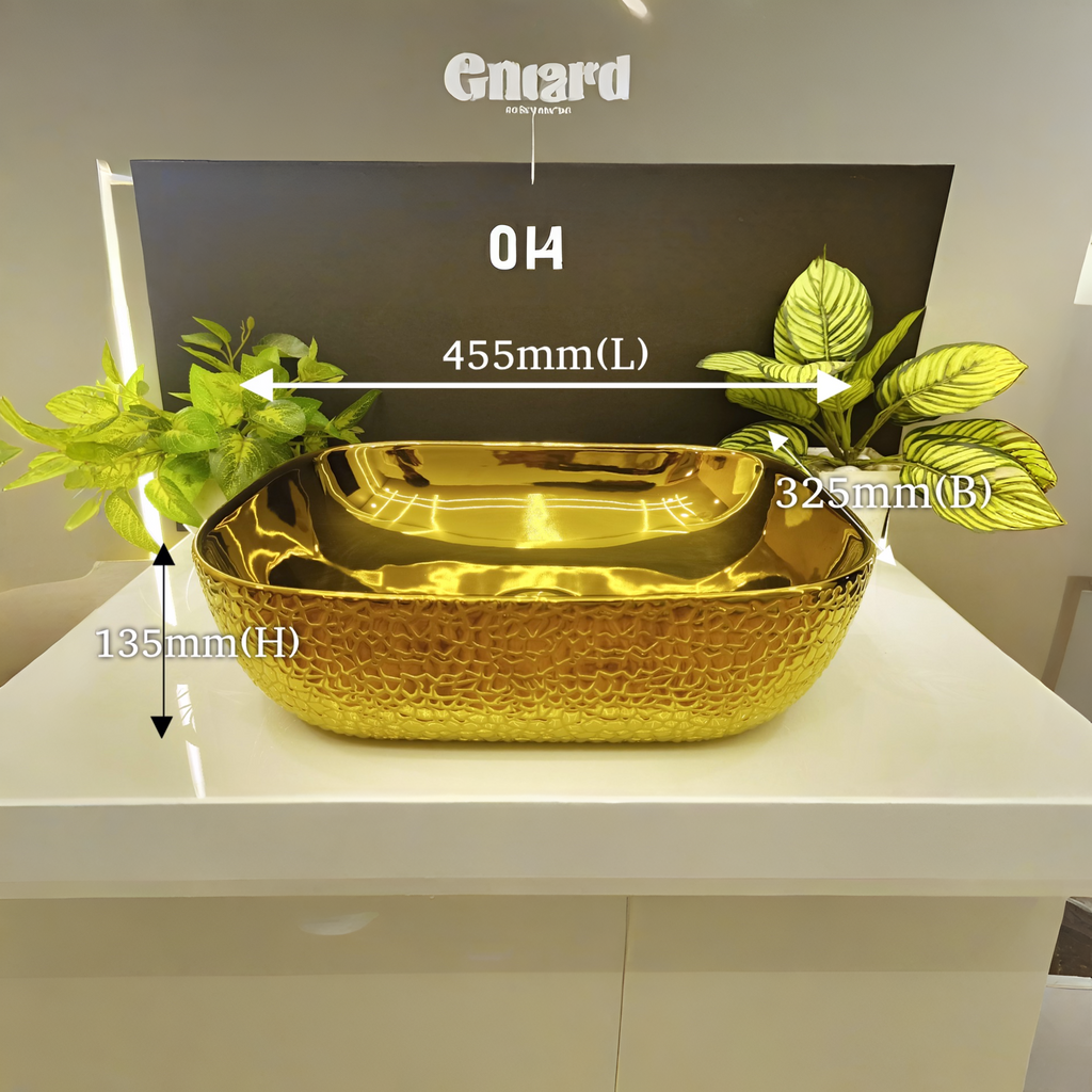 Premium Rose Gold Finish with Mosaic Pattern Wall Mounted Stainless Steel Vanity SS304 (24x18.5 inch) "Complete Set"