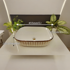 Premium Rose Gold Finish with Mosaic Pattern Wall Mounted Stainless Steel Vanity SS304 (24x18.5 inch) "Complete Set"
