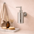 Satin Matt Finish Luxury Wall Mount Soap Dispenser – Stainless Steel, Anti-Rust, Easy Refill – Bathroom/Hotel/Office/School Use