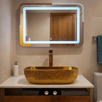 Premium Rose Gold Finish with Mosaic Pattern Wall Mounted Stainless Steel Vanity SS304 (24x18.5 inch) "Complete Set"