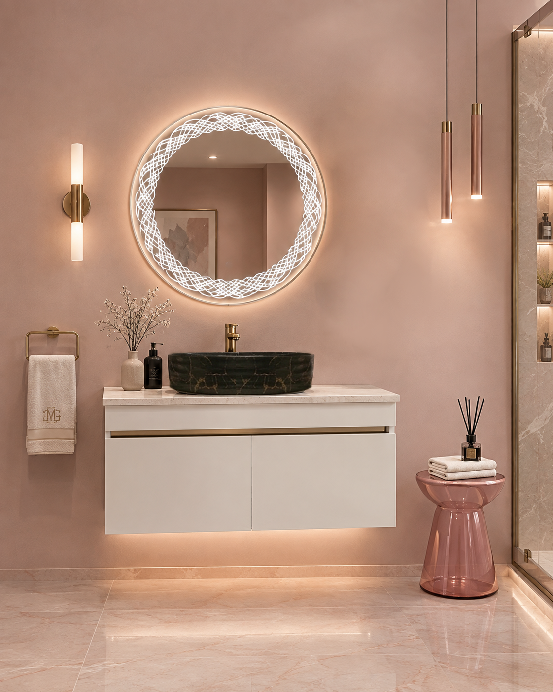 Premium Teeth White Finish Wall Mounted Stainless Steel Vanity SS304 (32x18.5 inch) "Complete Set"
