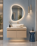 Premium Beige Finish Wall Mounted Stainless Steel Vanity SS304 (32x18.5 inch) "Complete Set"