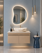 Premium Beige Finish Wall Mounted Stainless Steel Vanity SS304 (32x18.5 inch) "Complete Set"