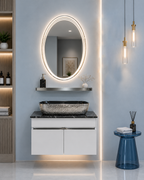 Premium Teeth White Finish Wall Mounted Stainless Steel Vanity SS304 (24x18.5 inch) "Complete Set"