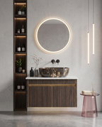 Teak Wood with red acid twig Finish Wall Mounted Stainless Steel Vanity SS304 (24x18.5 inch) "Complete Set"