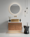 Diamond Cut Style Wall Mounted Stainless Steel Vanity in premium Rose Gold Finish SS304 (24x18.5 inch) "Complete Set"