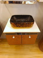 Rose Gold Finish with Mosaic Pattern Wall Mounted Stainless Steel Vanity SS304 (24x18.5 inch) "Complete Set"