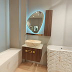 premium Teak Wood Finish Wall Mounted Stainless Steel Vanity SS304 (24x18.5 inch) "Complete Set"