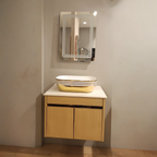 Premium Teak Wood Finish Wall Mounted Stainless Steel Vanity SS304 (24x18.5 inch) "Complete Set"