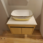 Premium Teak Wood Finish Wall Mounted Stainless Steel Vanity SS304 (24x18.5 inch) "Complete Set"