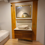 Teak Wood Finish Wall Mounted Stainless Steel Vanity SS304 (32x18.5 inch) "Complete Set"