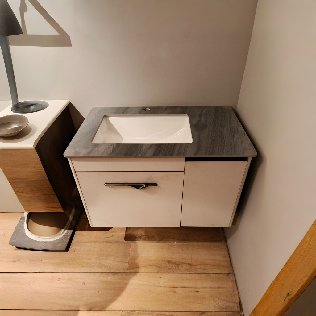 Premium Beige Finish Wall Mounted Stainless Steel Vanity SS304 (32x19 inch) "Complete Set"