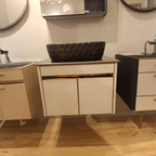 Sand Grey with CNC pattern, Wall Mounted Stainless Steel Vanity SS304 (24x18.5 inch) "Complete Set"