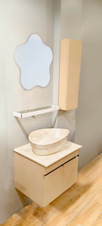 Premium Beige Finish Wall Mounted Stainless Steel Vanity SS304 (24x18.5 inch) "Complete Set"