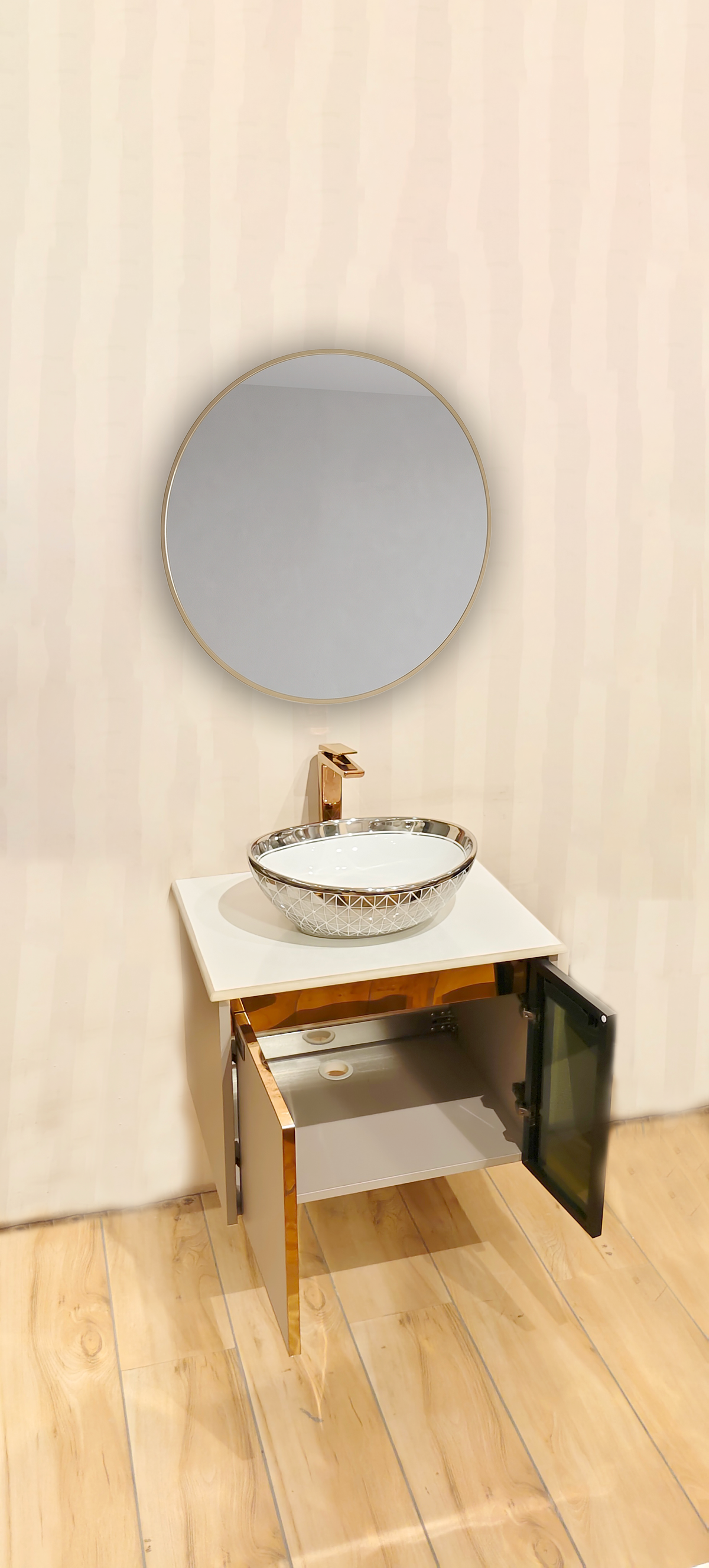premium moon grey with black Finish Wall Mounted Stainless Steel Vanity SS304 (24x18.5 inch) "Complete Set"
