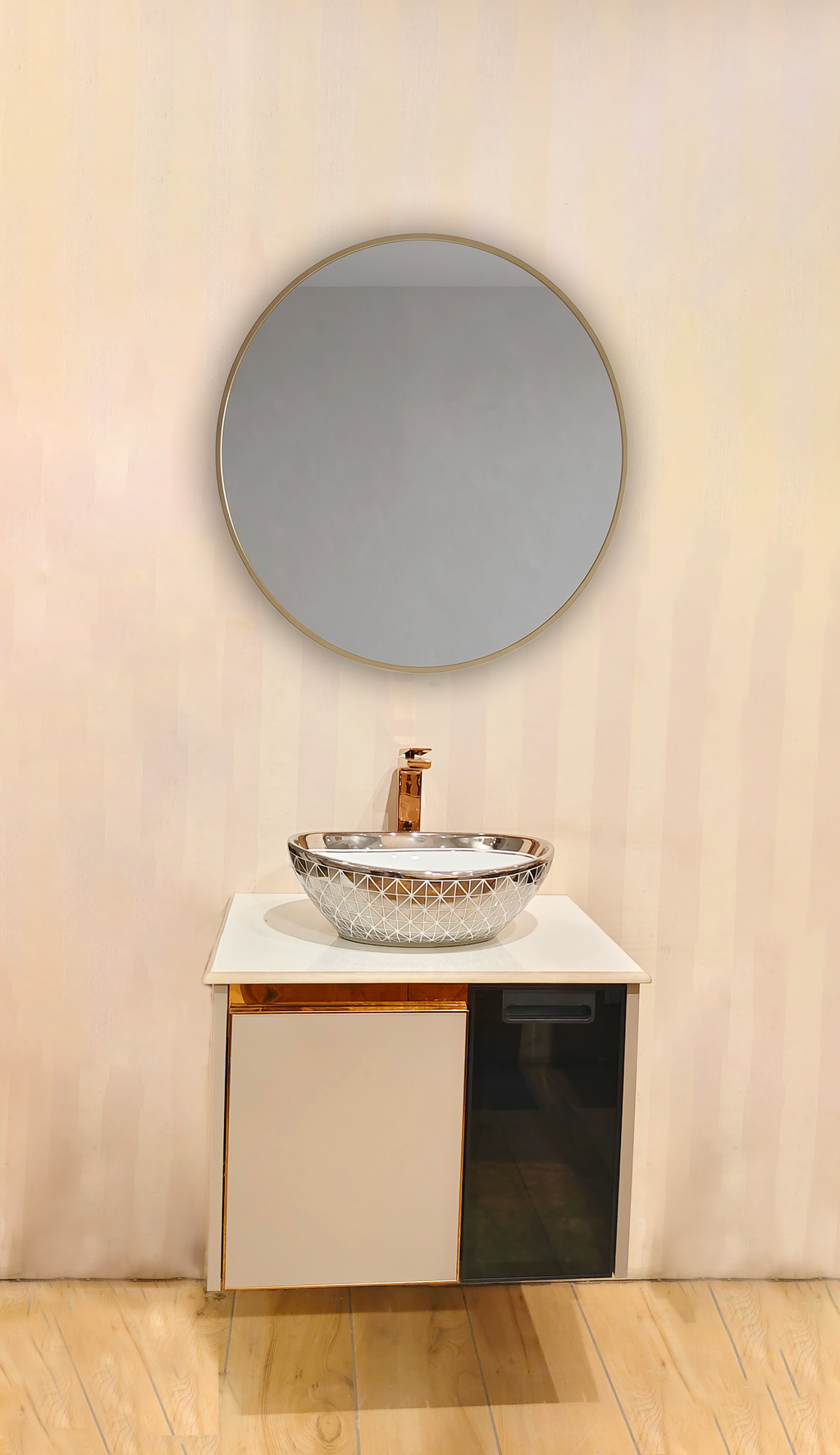 premium moon grey with black Finish Wall Mounted Stainless Steel Vanity SS304 (24x18.5 inch) "Complete Set"