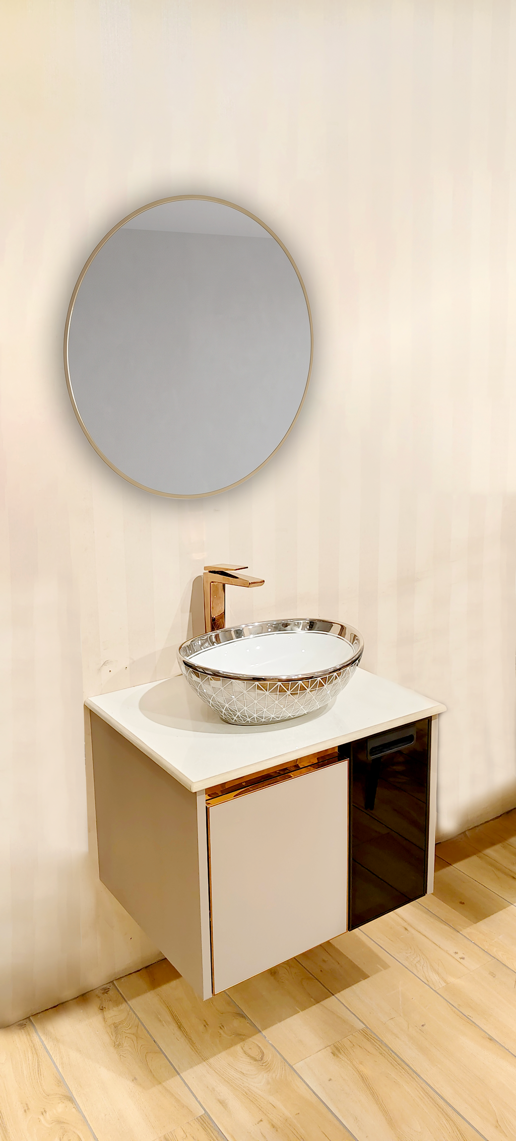 premium moon grey with black Finish Wall Mounted Stainless Steel Vanity SS304 (24x18.5 inch) "Complete Set"