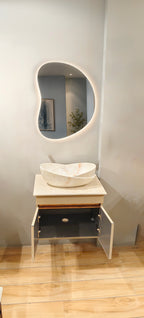 Premium Beige Finish Wall Mounted Stainless Steel Vanity SS304 (32x18.5 inch) "Complete Set"