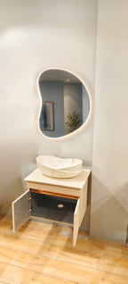 Premium Beige Finish Wall Mounted Stainless Steel Vanity SS304 (32x18.5 inch) "Complete Set"