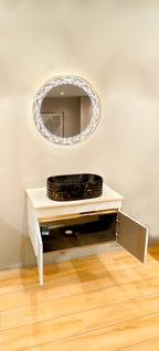 Premium Teeth White Finish Wall Mounted Stainless Steel Vanity SS304 (32x18.5 inch) "Complete Set"