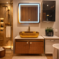 Premium Rose Gold Finish with Mosaic Pattern Wall Mounted Stainless Steel Vanity SS304 (24x18.5 inch) "Complete Set"