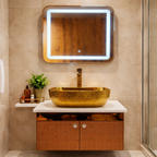 Premium Rose Gold Finish with Mosaic Pattern Wall Mounted Stainless Steel Vanity SS304 (24x18.5 inch) "Complete Set"