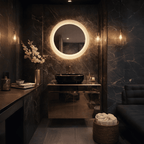 Black Mirror Gloss Finish Wall Mounted Stainless Steel Vanity SS304 (24x18.5 inch) "Complete Set"