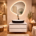 Premium White with Pine Wood Finish Wall Mounted Stainless Steel Vanity SS304 (24x18.5 inch) "Complete Set"
