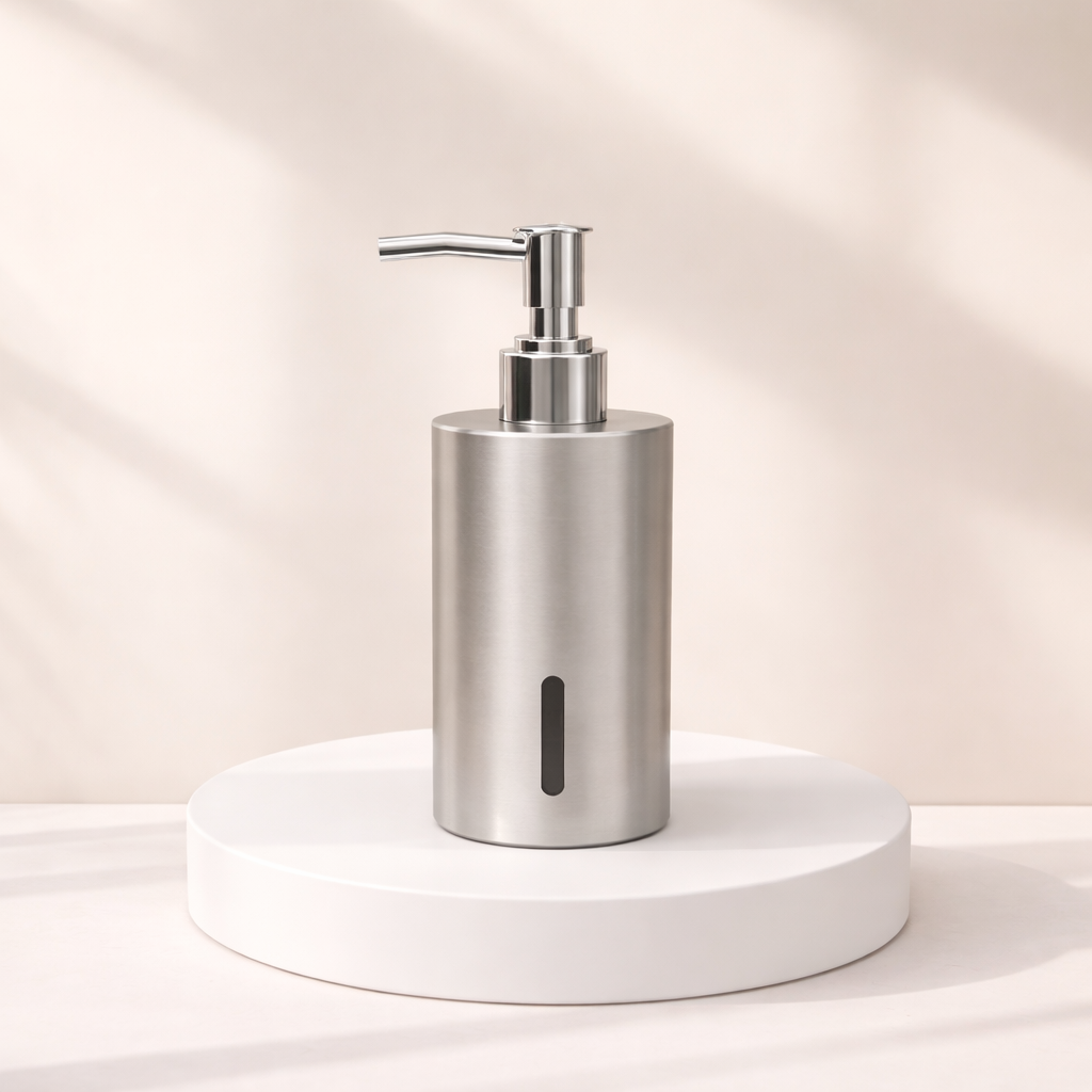 Satin Matt Finish Luxury Wall Mount Soap Dispenser – Stainless Steel, Anti-Rust, Easy Refill – Bathroom/Hotel/Office/School Use