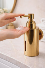 Premium Gold Finish Wall Mount Soap Dispenser – Stainless Steel, Anti-Rust, Easy Refill – Bathroom/Hotel/Office/School Use